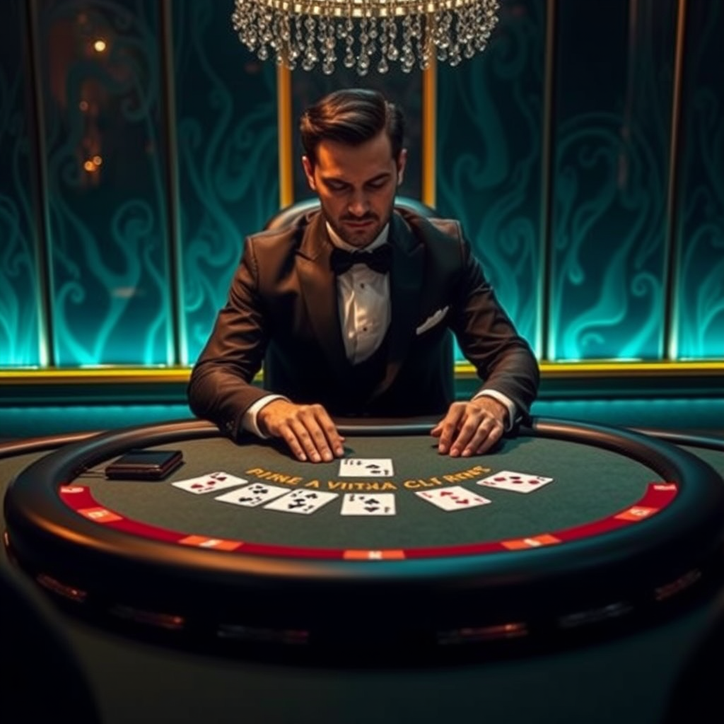 Mesa de blackjack VIP con dealer española, cartas premium y ambiente exclusivo para jugadores de alto nivel