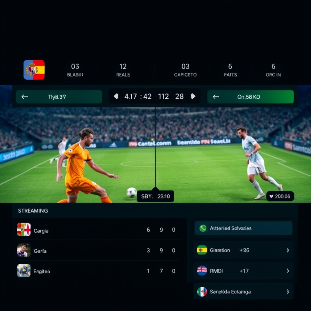 Interfaz de apuestas en vivo mostrando partido de fútbol con estadísticas en tiempo real, cuotas dinámicas y opciones de streaming en plataforma autorizada española